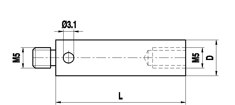 M5 алюминиевый удлинитель щупа, L 80 мм, D 20 мм, для систем ZEISS A-5555-0128